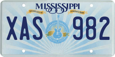 MS license plate XAS982