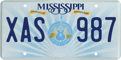 MS license plate XAS987