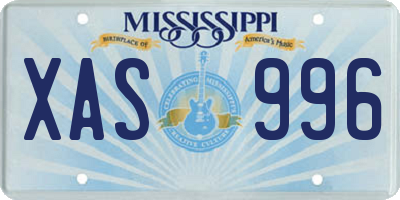 MS license plate XAS996