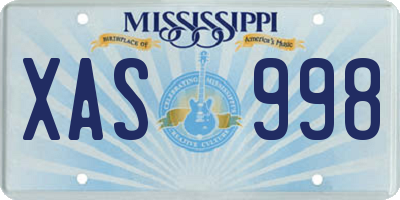 MS license plate XAS998