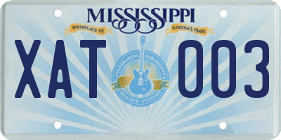MS license plate XAT003