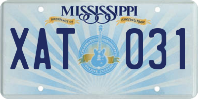 MS license plate XAT031