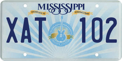 MS license plate XAT102