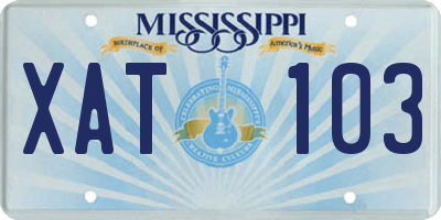 MS license plate XAT103