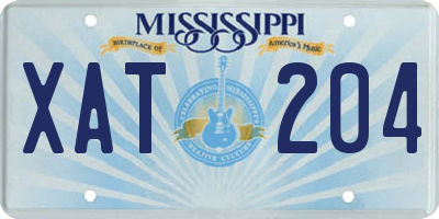 MS license plate XAT204
