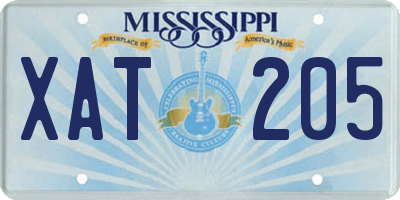 MS license plate XAT205