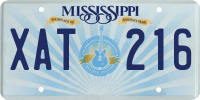 MS license plate XAT216