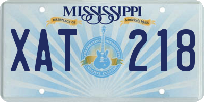MS license plate XAT218