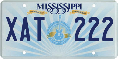 MS license plate XAT222