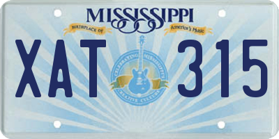 MS license plate XAT315