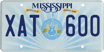 MS license plate XAT600