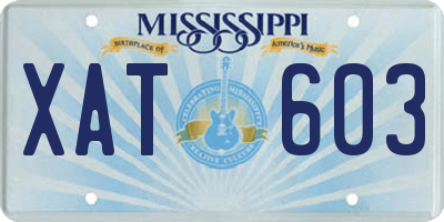 MS license plate XAT603