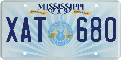 MS license plate XAT680