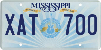 MS license plate XAT700