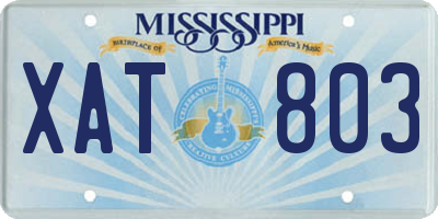MS license plate XAT803