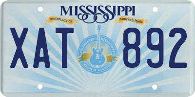 MS license plate XAT892