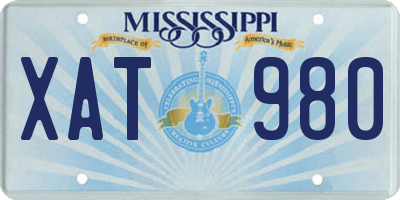 MS license plate XAT980