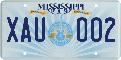 MS license plate XAU002