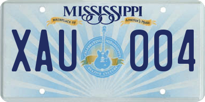 MS license plate XAU004