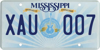 MS license plate XAU007