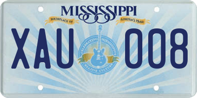 MS license plate XAU008