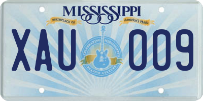 MS license plate XAU009