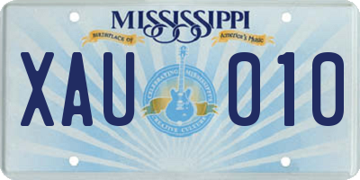 MS license plate XAU010