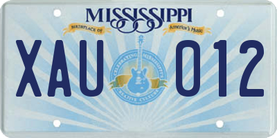 MS license plate XAU012
