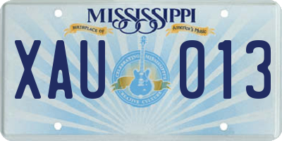 MS license plate XAU013