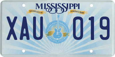 MS license plate XAU019