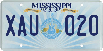 MS license plate XAU020