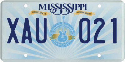 MS license plate XAU021
