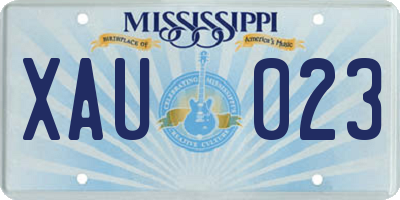 MS license plate XAU023