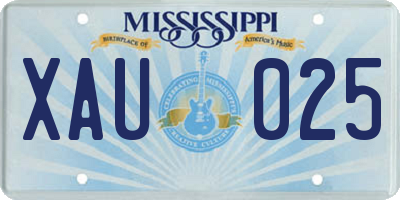 MS license plate XAU025