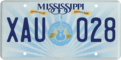 MS license plate XAU028
