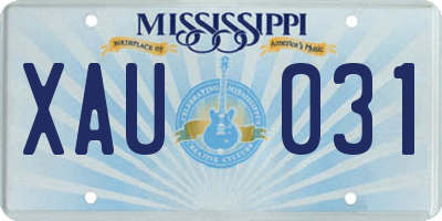 MS license plate XAU031