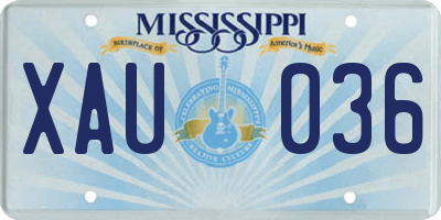MS license plate XAU036