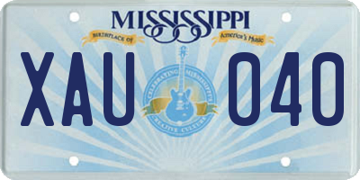 MS license plate XAU040