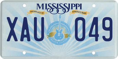 MS license plate XAU049
