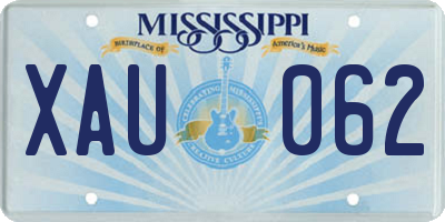 MS license plate XAU062