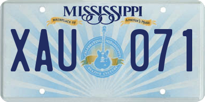 MS license plate XAU071