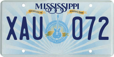 MS license plate XAU072