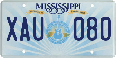 MS license plate XAU080