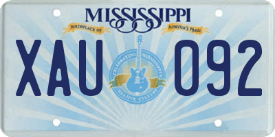 MS license plate XAU092