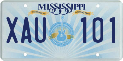 MS license plate XAU101