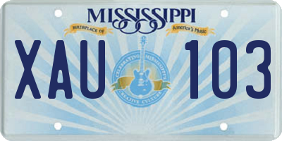 MS license plate XAU103