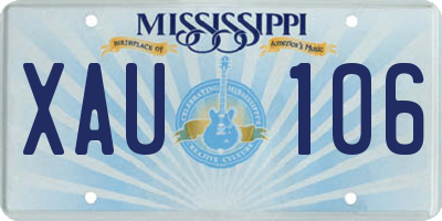 MS license plate XAU106