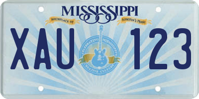 MS license plate XAU123