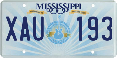 MS license plate XAU193