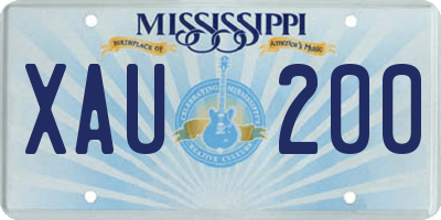MS license plate XAU200